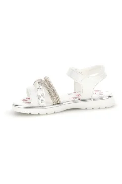 Sandali bianchi con strass e chiusura a strappo Grazie girl 15101