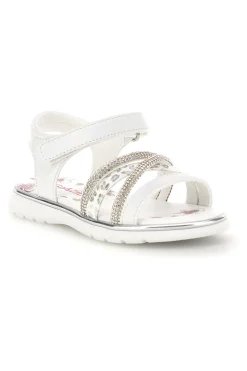 Sandali bianchi con strass e chiusura a strappo Grazie girl 15101