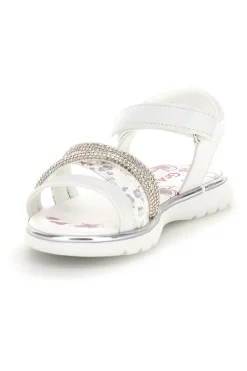 Sandali bianchi con strass e chiusura a strappo Grazie girl 15101