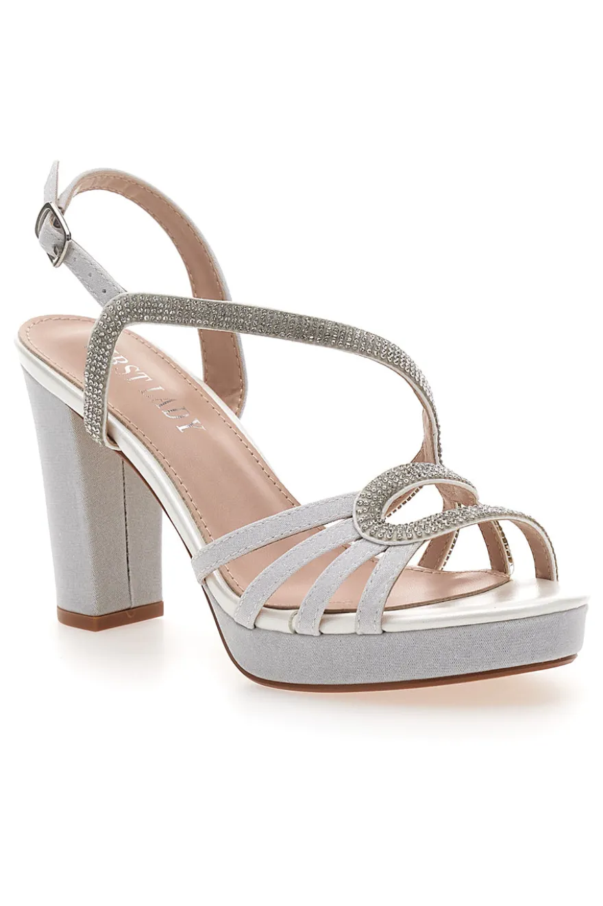 Sandali Bianchi con Strass e Tacco Alto First Lady P579