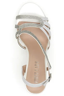 Sandali Bianchi con Strass e Tacco Alto First Lady P579