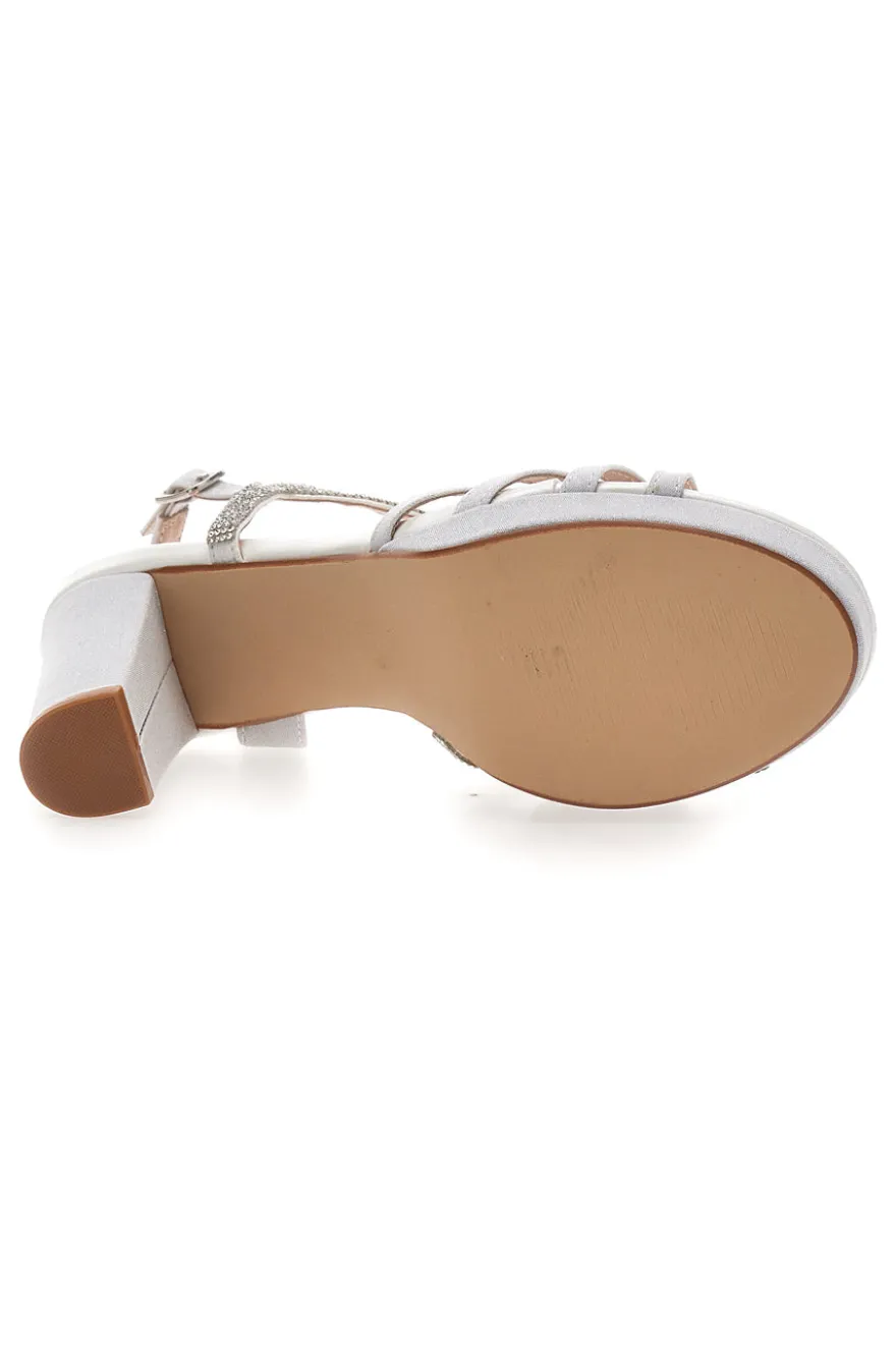 Sandali Bianchi con Strass e Tacco Alto First Lady P579