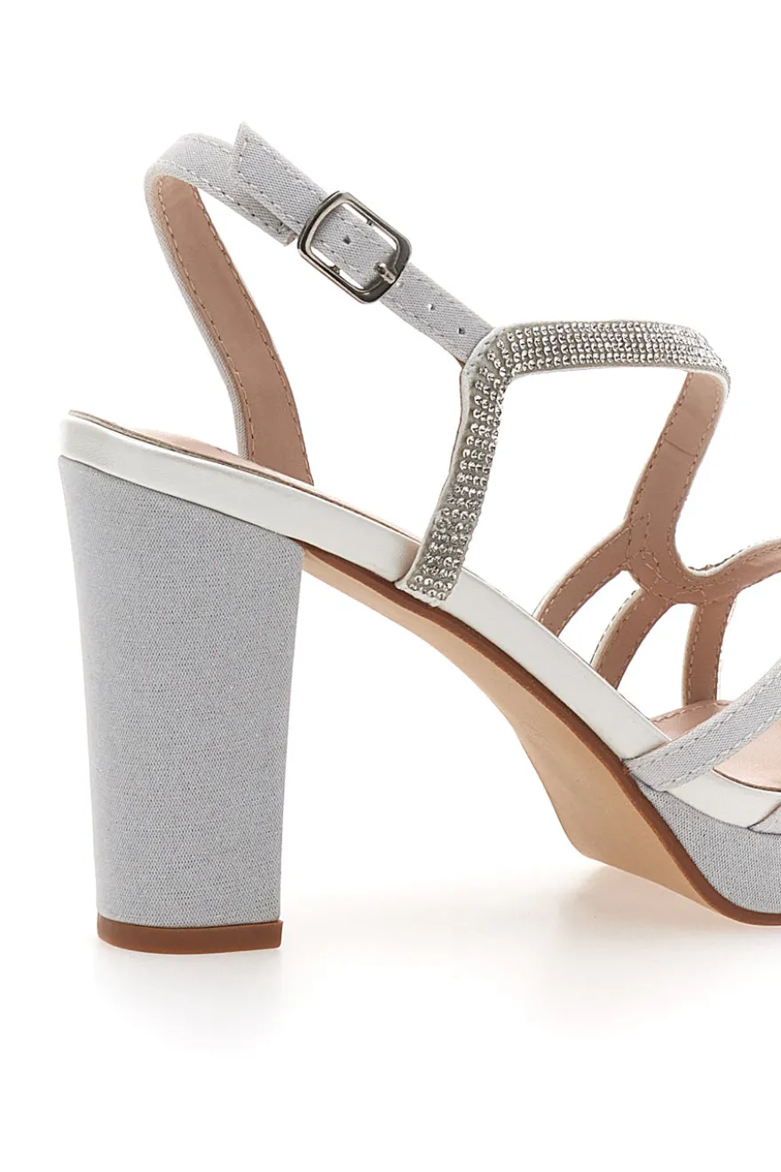 Sandali Bianchi con Strass e Tacco Alto First Lady P579