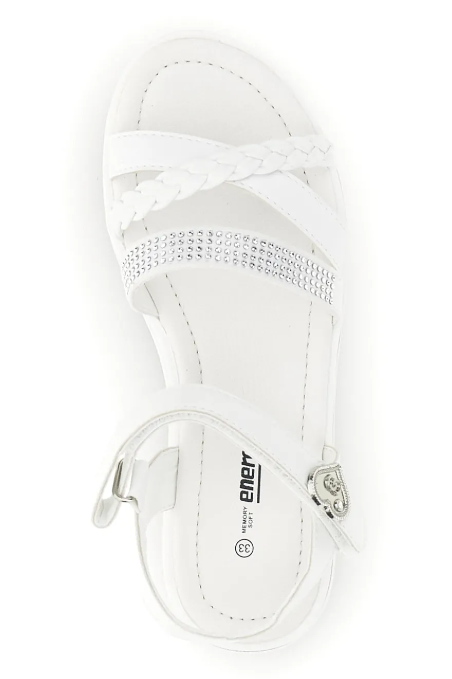 Sandali Bianchi con Strass e Fascia Intrecciata Energy E532