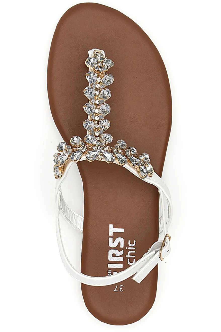 Sandali Bianchi con Strass The First Chic PRE3008