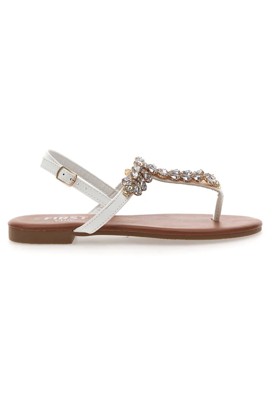 Sandali Bianchi con Strass The First Chic PRE3008