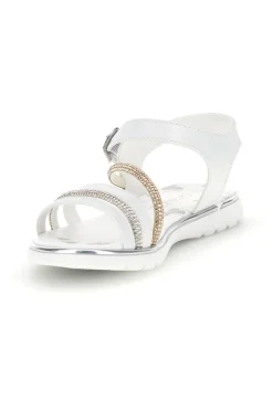 Sandali bianchi con strass e cinturino alla caviglia Grazie girl 15102