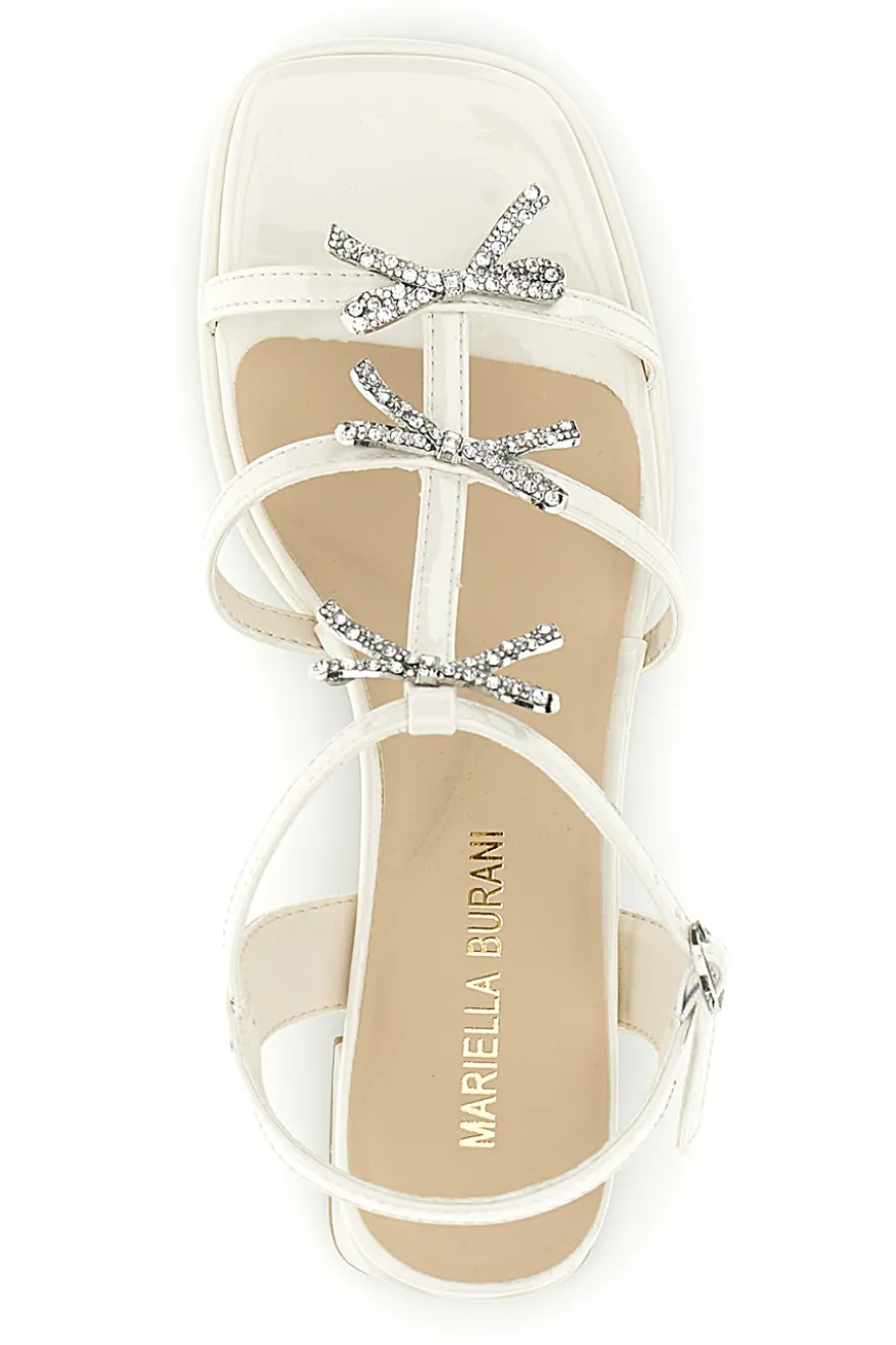 Sandali bianchi con strass e tacco largo Mariella Burani 519601320