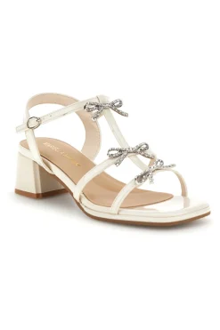 Sandali bianchi con strass e tacco largo Mariella Burani 519601320