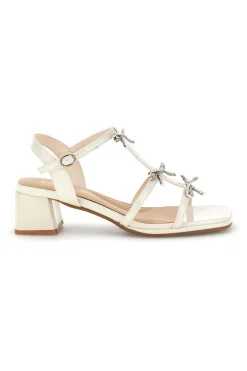Sandali bianchi con strass e tacco largo Mariella Burani 519601320