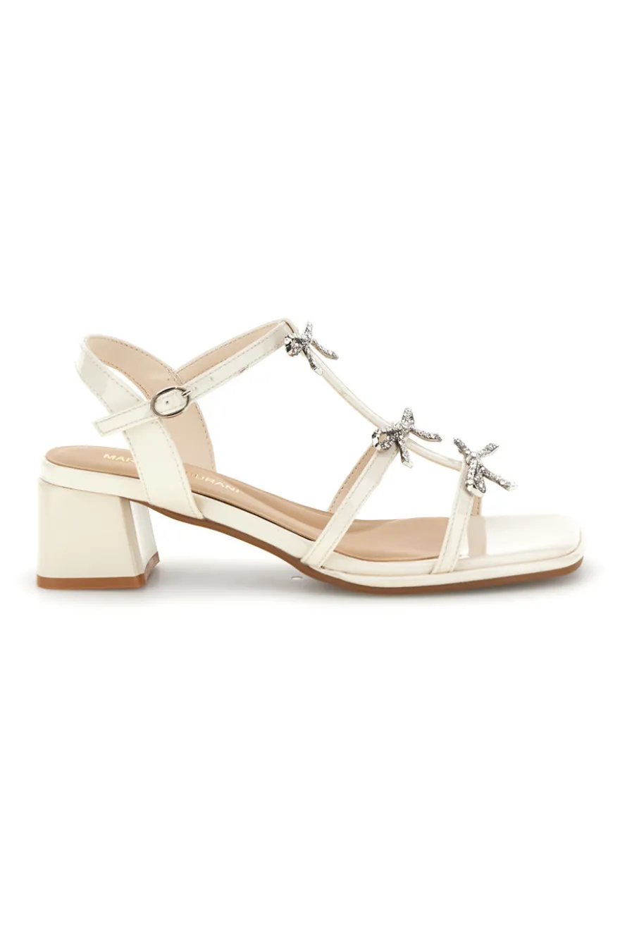 Sandali bianchi con strass e tacco largo Mariella Burani 519601320