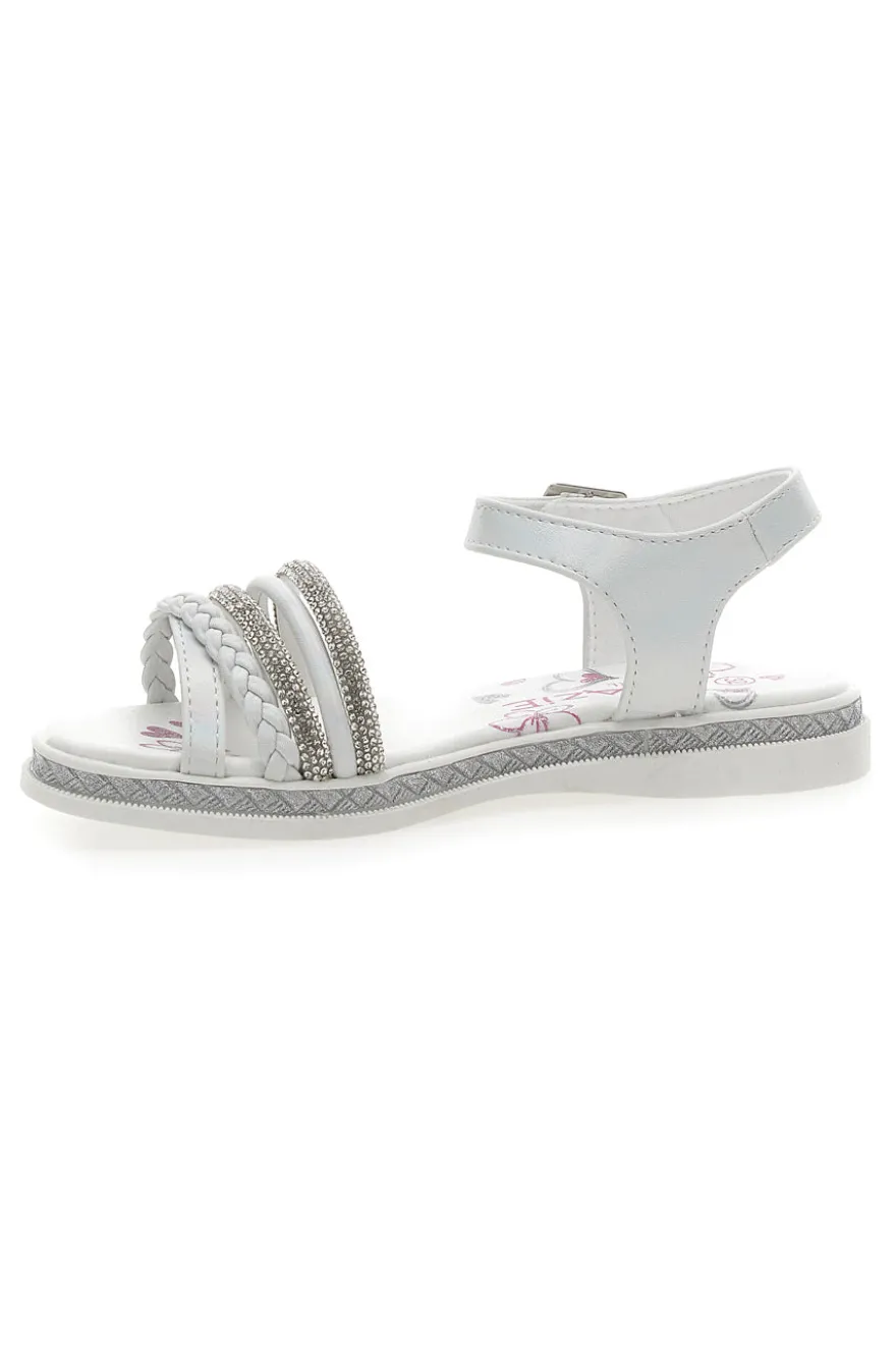 Sandali Bianchi con Strass Grazie Girl 14327