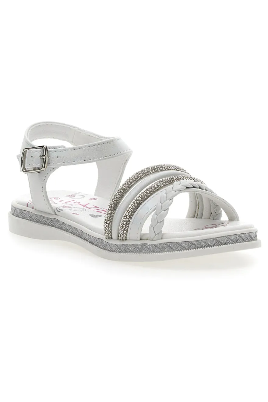 Sandali Bianchi con Strass Grazie Girl 14327