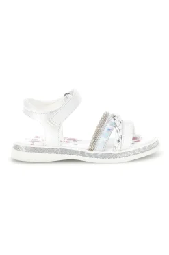 Sandali bianchi con strass e cinturino alla caviglia Grazie girl 14342