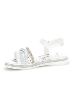 Sandali bianchi con strass e cinturino alla caviglia Grazie girl 14342