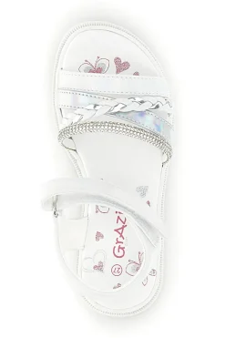 Sandali bianchi con strass e cinturino alla caviglia Grazie girl 14342