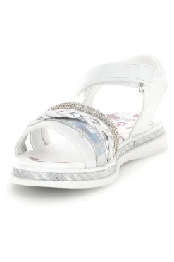 Sandali bianchi con strass e cinturino alla caviglia Grazie girl 14342