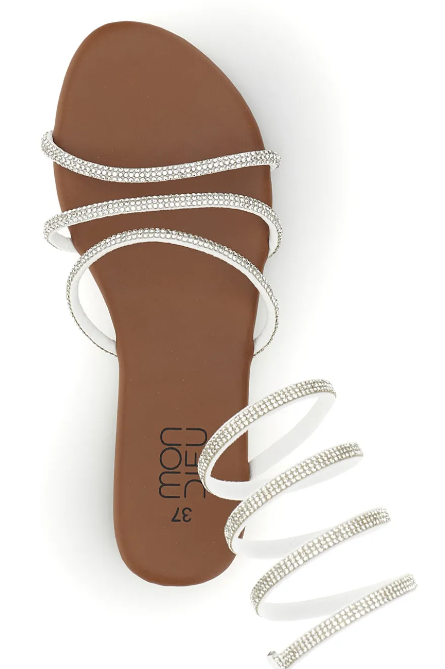 Sandali bianchi con strass Mon dieu PRE9300