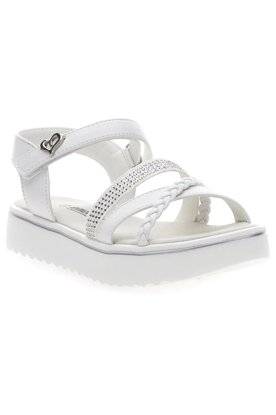 Sandali bianchi con strass e cuore ENERGY E532