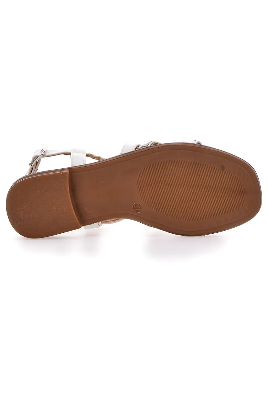 Sandali Bianchi Con Suola Flat e Borchie The First 313811