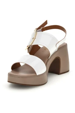 Sandali Bianchi con tacco e fibbia Pittarello look MK3935435