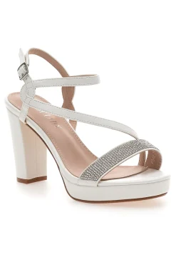 Sandali Bianchi con Tacco Alto e Fascia con Glitter FIRST LADY P542