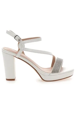 Sandali Bianchi con Tacco Alto e Fascia con Glitter FIRST LADY P542
