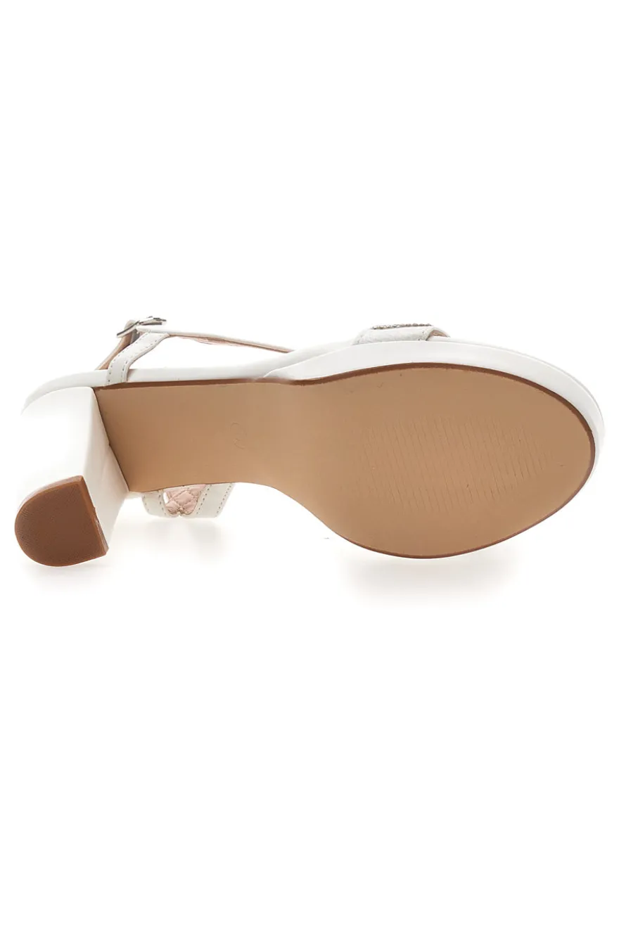 Sandali Bianchi con Tacco Alto e Fascia con Glitter FIRST LADY P542