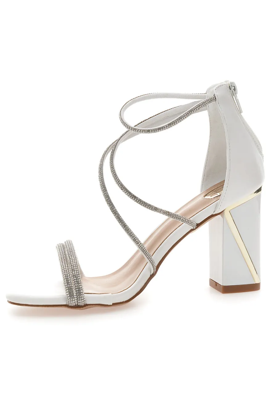 Sandali bianchi con tacco e strass LE HAVRE PARIS 237
