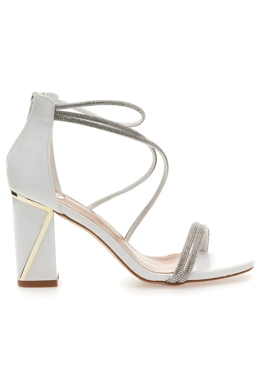 Sandali bianchi con tacco e strass LE HAVRE PARIS 237