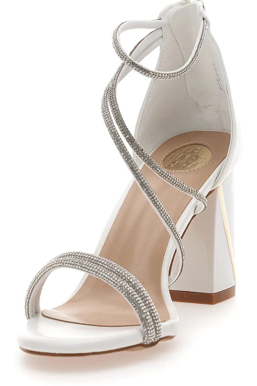 Sandali bianchi con tacco e strass LE HAVRE PARIS 237