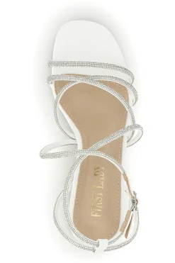 Sandali bianchi con tacco largo e listini First lady P708