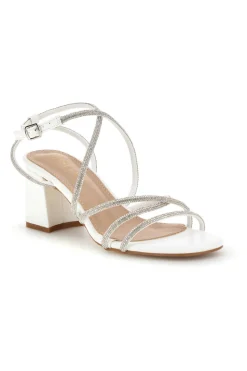 Sandali bianchi con tacco largo e listini First lady P708