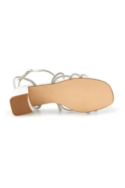 Sandali bianchi con tacco largo e listini First lady P708