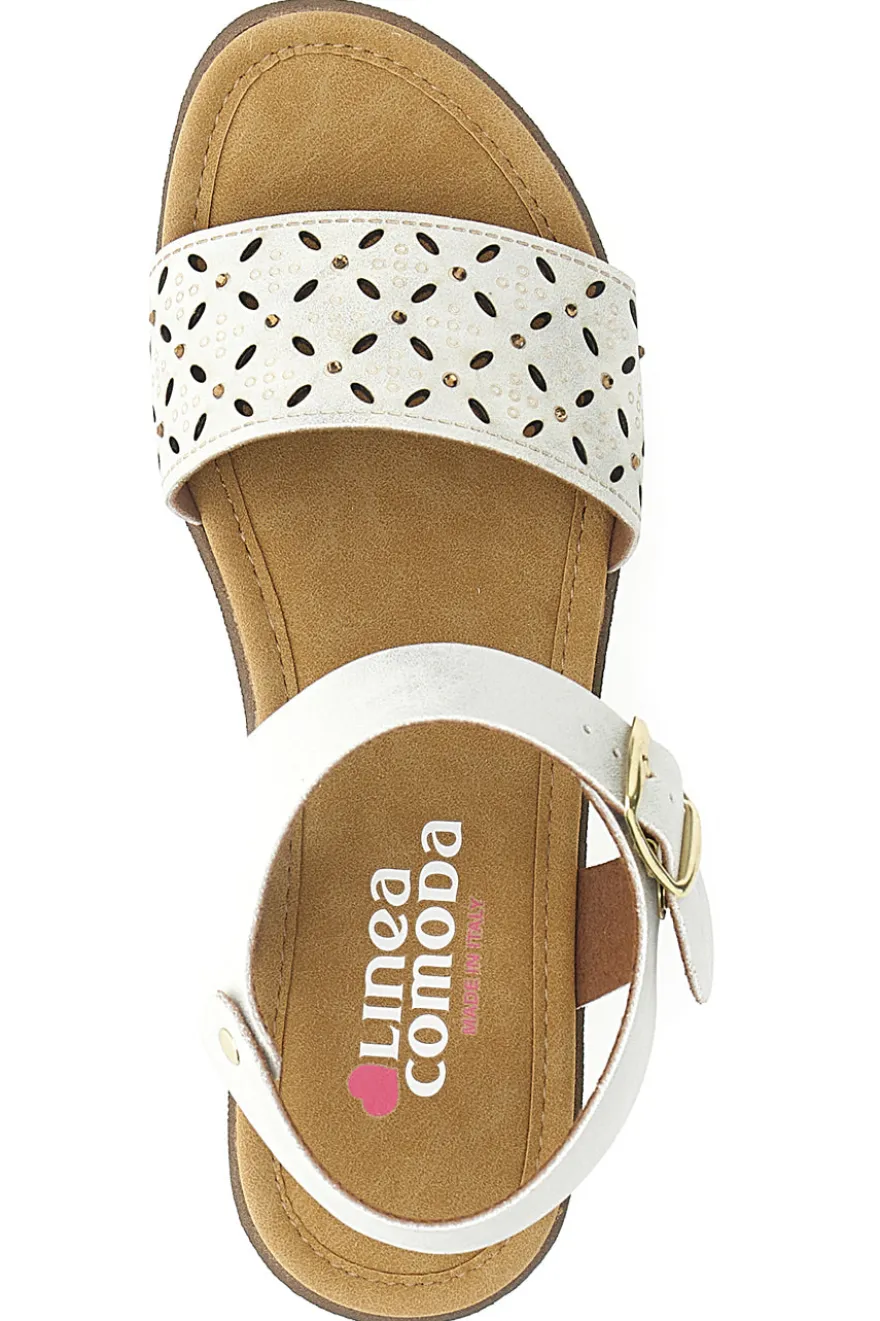 Sandali bianchi con zeppa traforati Linea Comoda 7194P