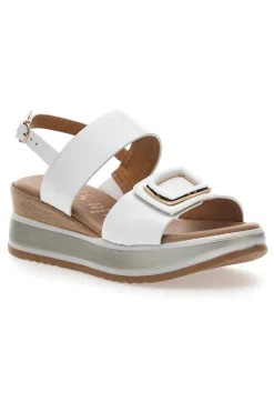 Sandali bianchi con zeppa fibbia decorativa Pittarello Class 19235