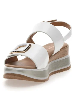 Sandali bianchi con zeppa fibbia decorativa Pittarello Class 19235