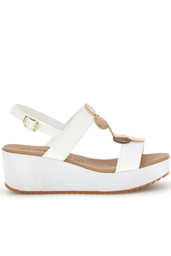 Sandali bianchi con zeppa e forme geometriche Plocadi 363033