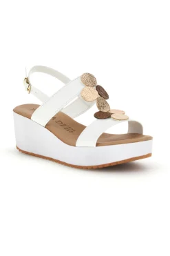 Sandali bianchi con zeppa e forme geometriche Plocadi 363033