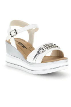 Sandali Bianchi con zeppa e catena decorativa Energy E425