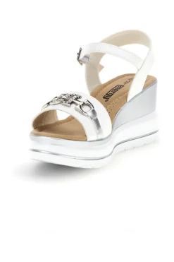 Sandali Bianchi con zeppa e catena decorativa Energy E425