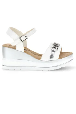 Sandali Bianchi con zeppa e catena decorativa Energy E425