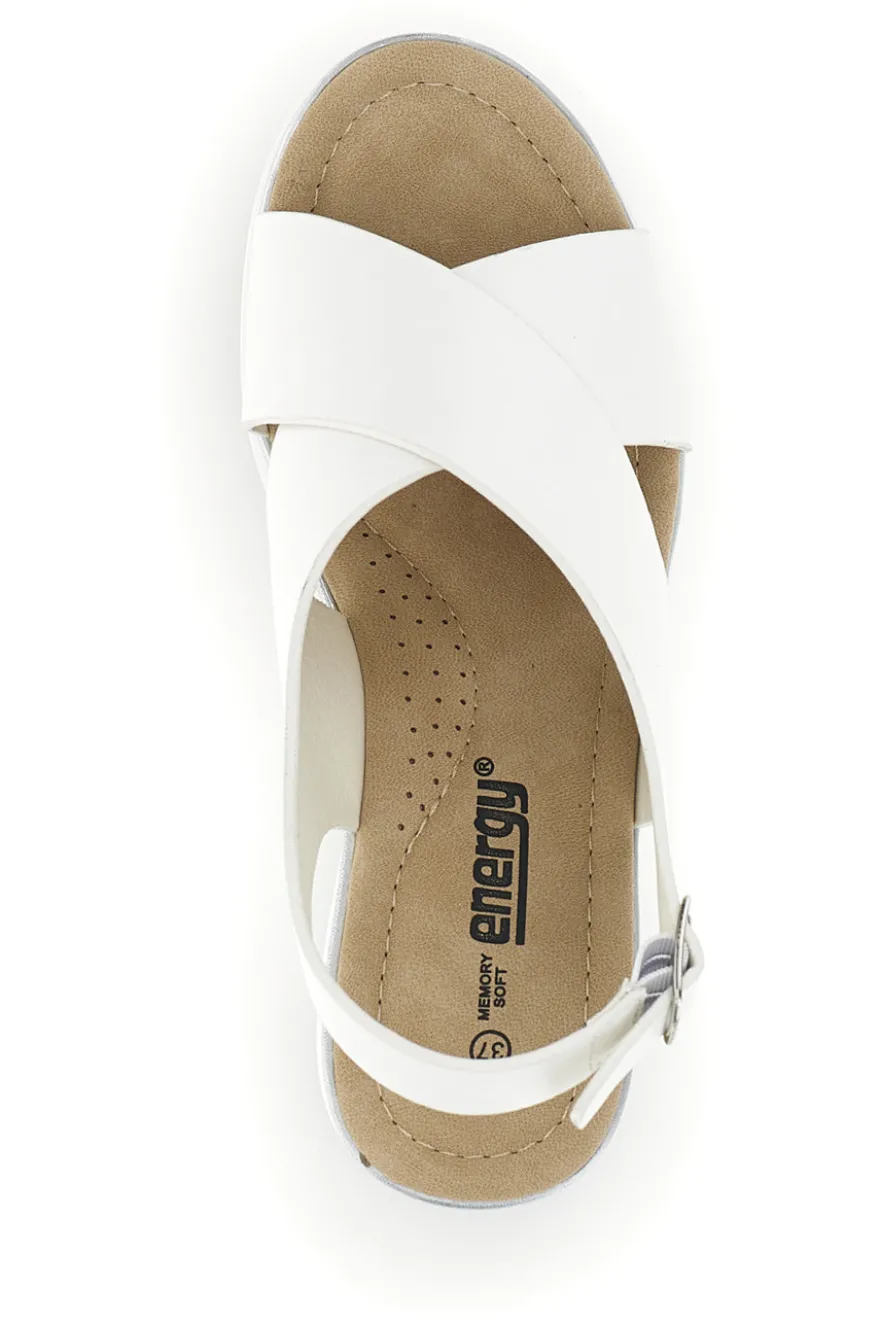 Sandali Bianchi con zeppa e fasce incrociate Energy E423