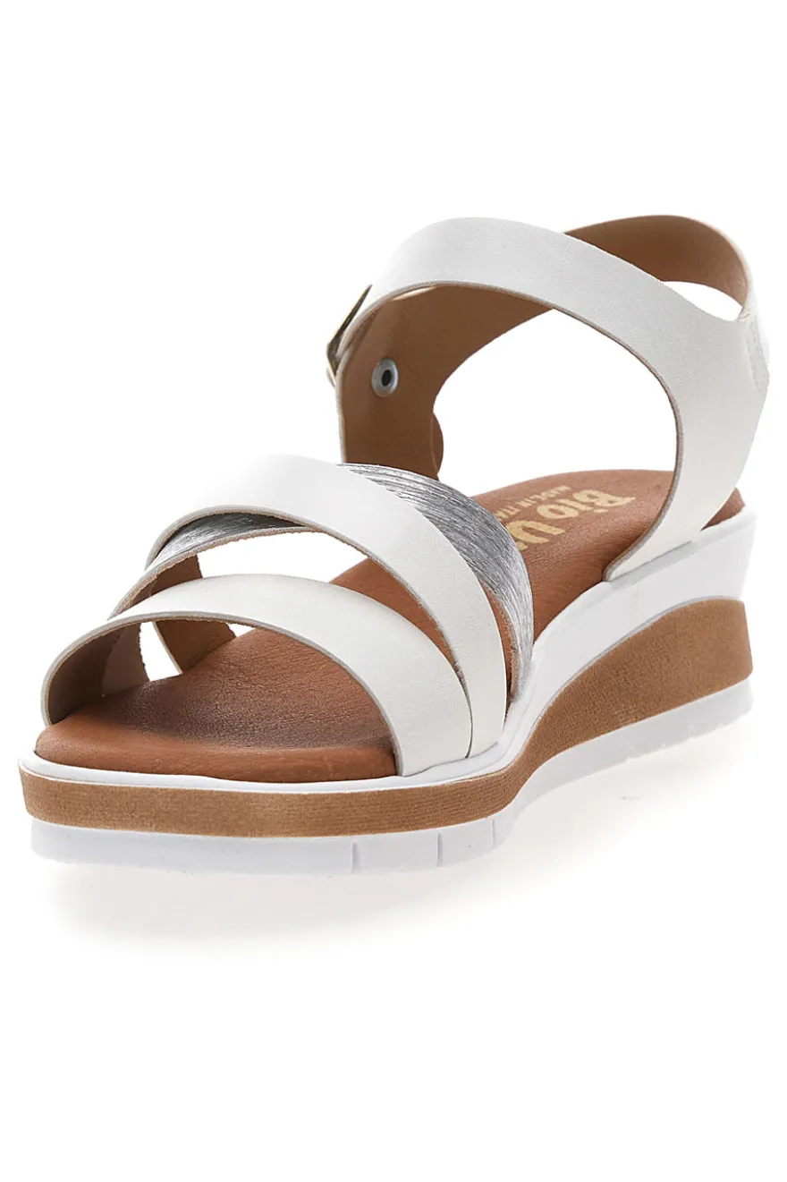 Sandali bianchi con zeppa Bio Up 401