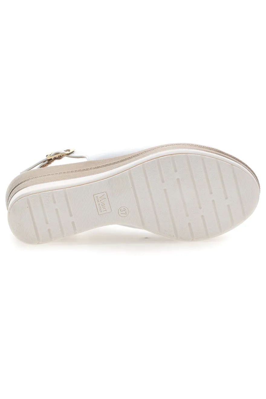 Sandali bianchi con zeppa e maxi fibbia Pittarello Look MK3197352