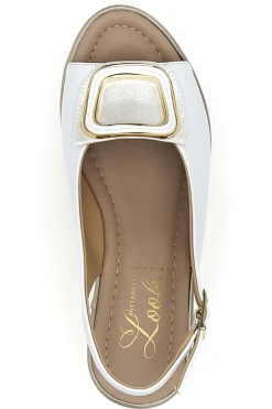 Sandali bianchi con zeppa e maxi fibbia Pittarello Look MK3197352