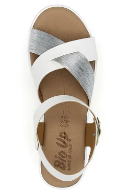 Sandali bianchi e argento con plantare comfort Bio Up 402