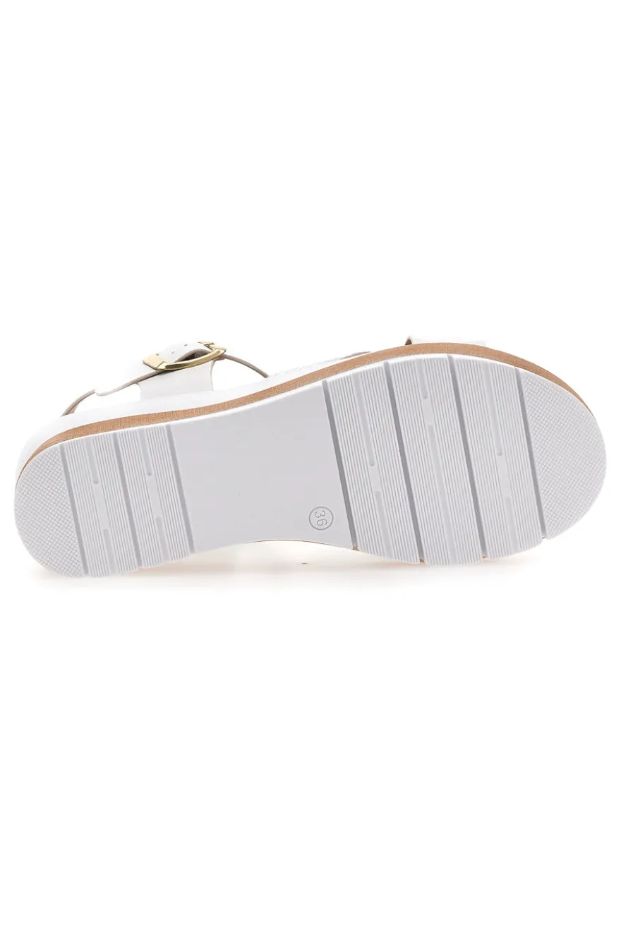 Sandali bianchi e argento con plantare comfort Bio Up 402