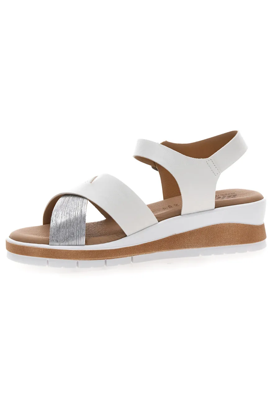 Sandali bianchi e argento con plantare comfort Bio Up 402