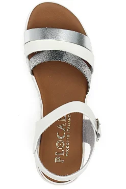 Sandali Bianchi e Argento con Cinturino Plocadi 005